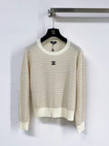 CHANEL Textured Logo Crewneck Sweater
