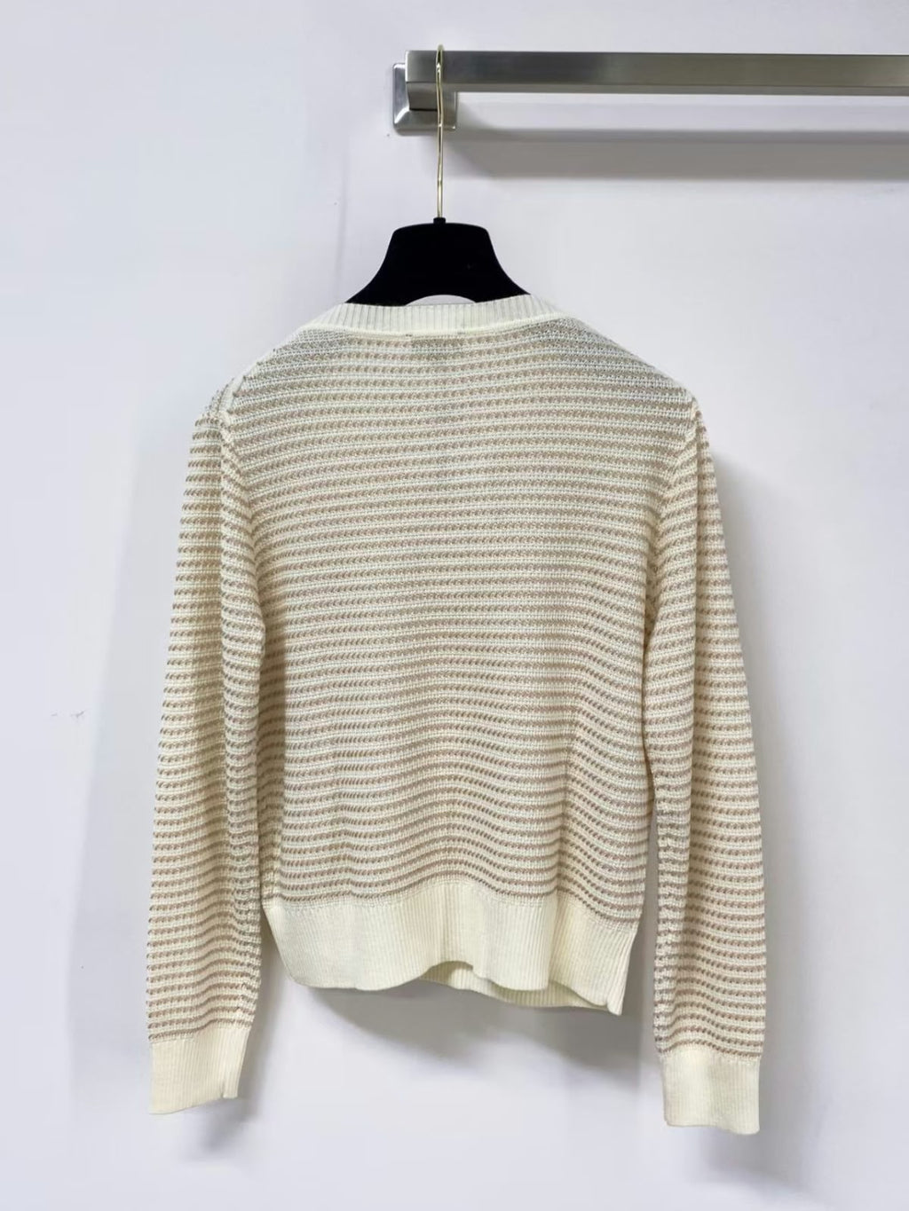 CHANEL Textured Logo Crewneck Sweater