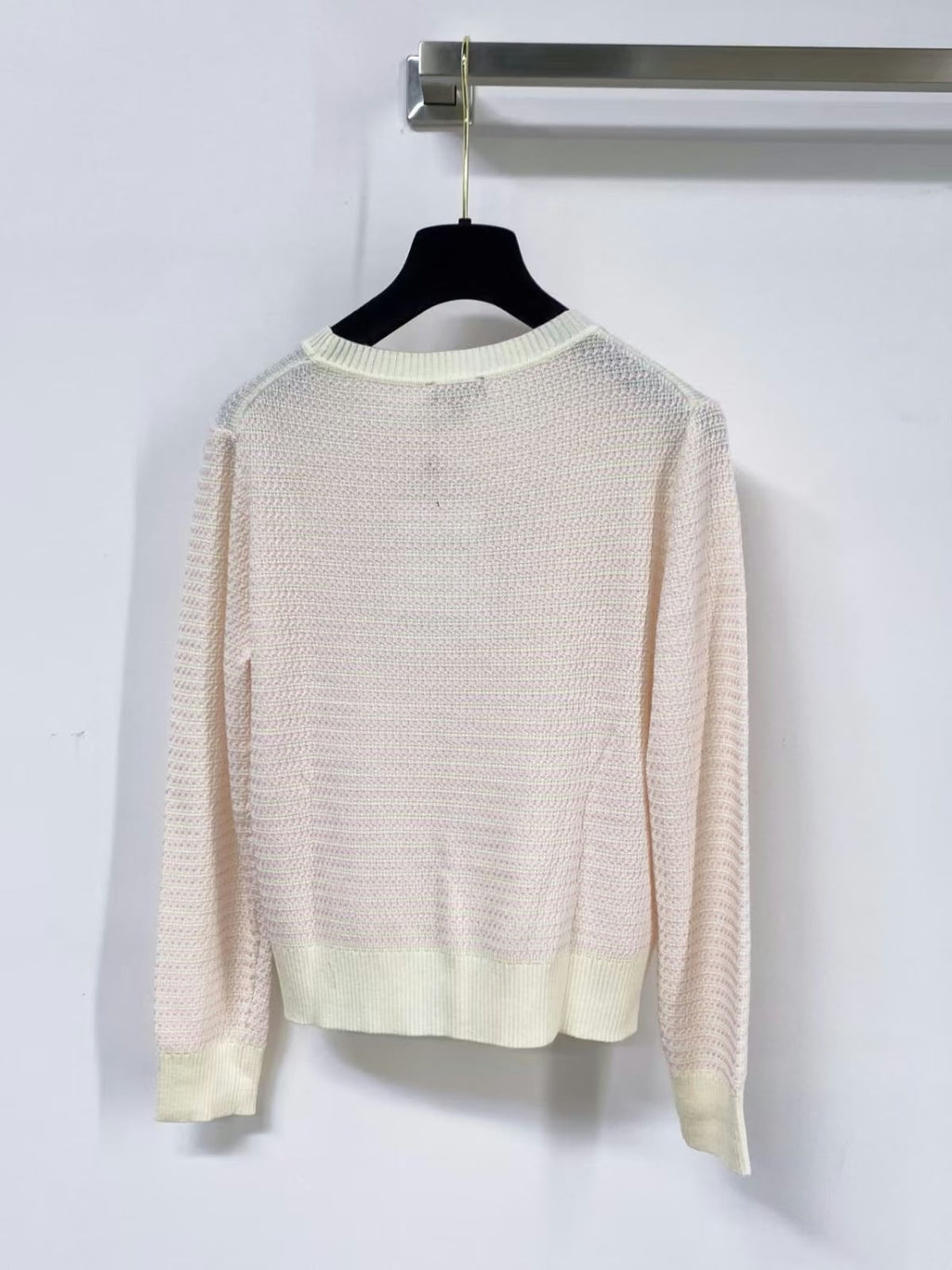 CHANEL Textured Logo Crewneck Sweater