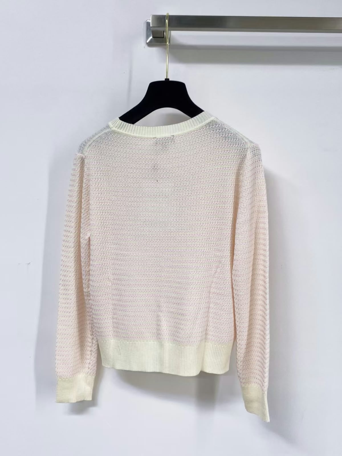 CHANEL Textured Logo Crewneck Sweater