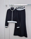 CHANEL Contrast-Trim Zip Jacket and Wide-Leg Trousers Tracksuit