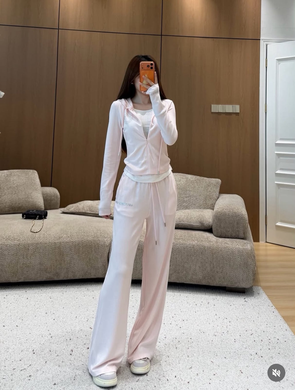 Chrome Zip Hoodie and Wide-Leg Trousers Set