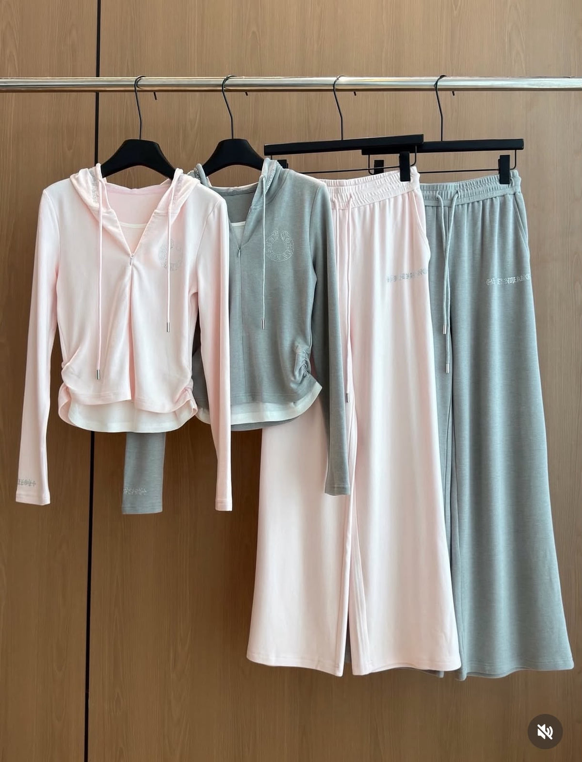 Chrome Zip Hoodie and Wide-Leg Trousers Set