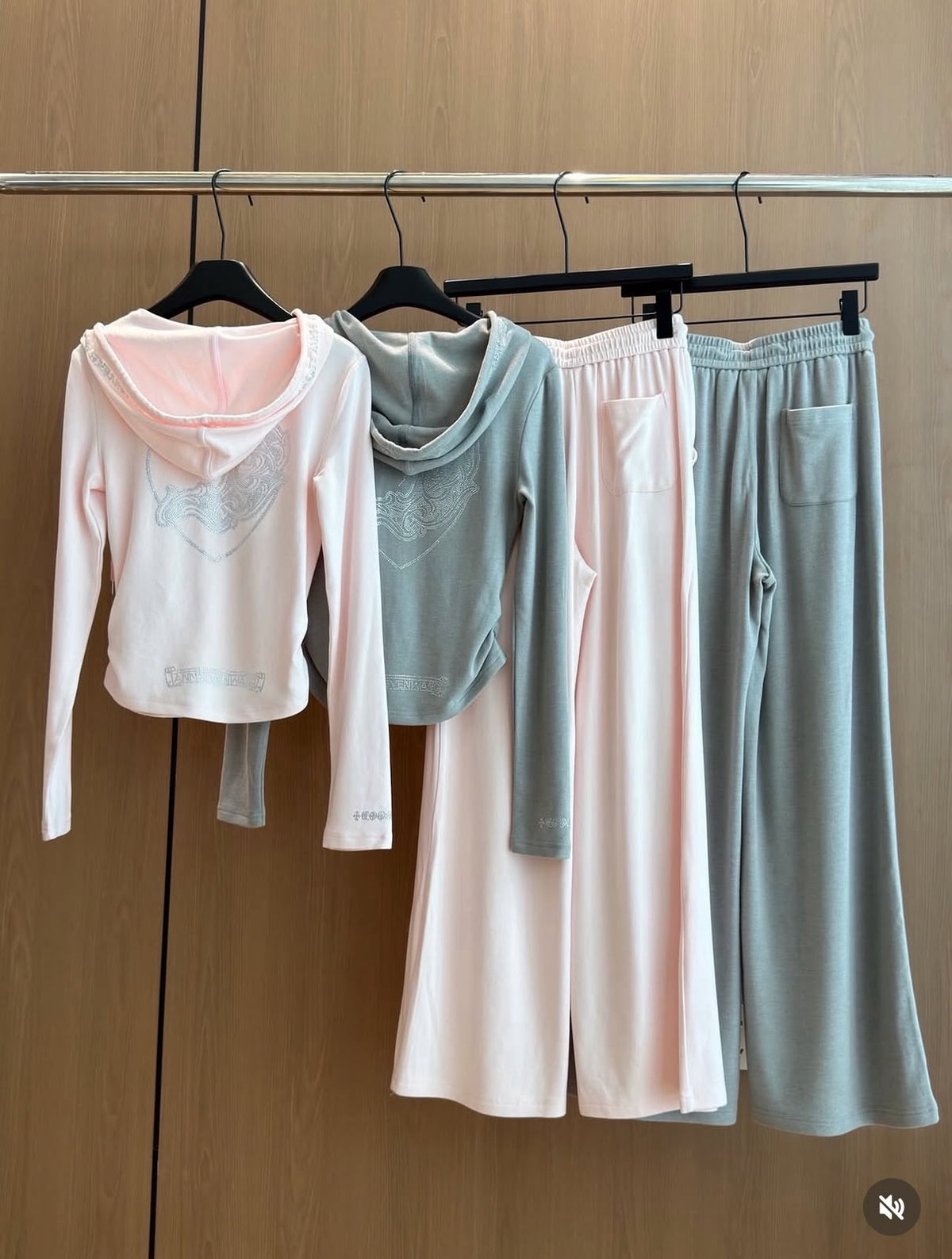 Chrome Zip Hoodie and Wide-Leg Trousers Set