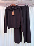 Loro Piana Half-Zip Top and Wide-Leg Trousers Set