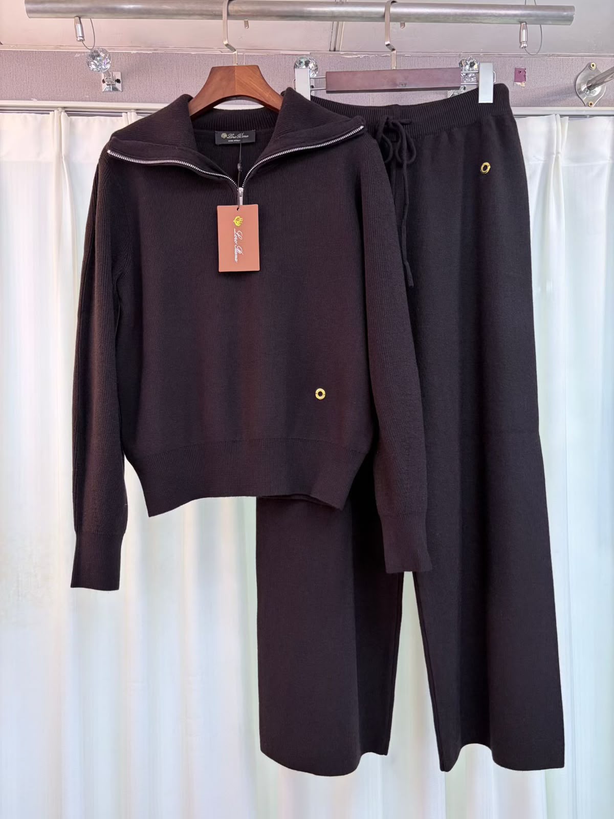 Loro Piana Half-Zip Top and Wide-Leg Trousers Set