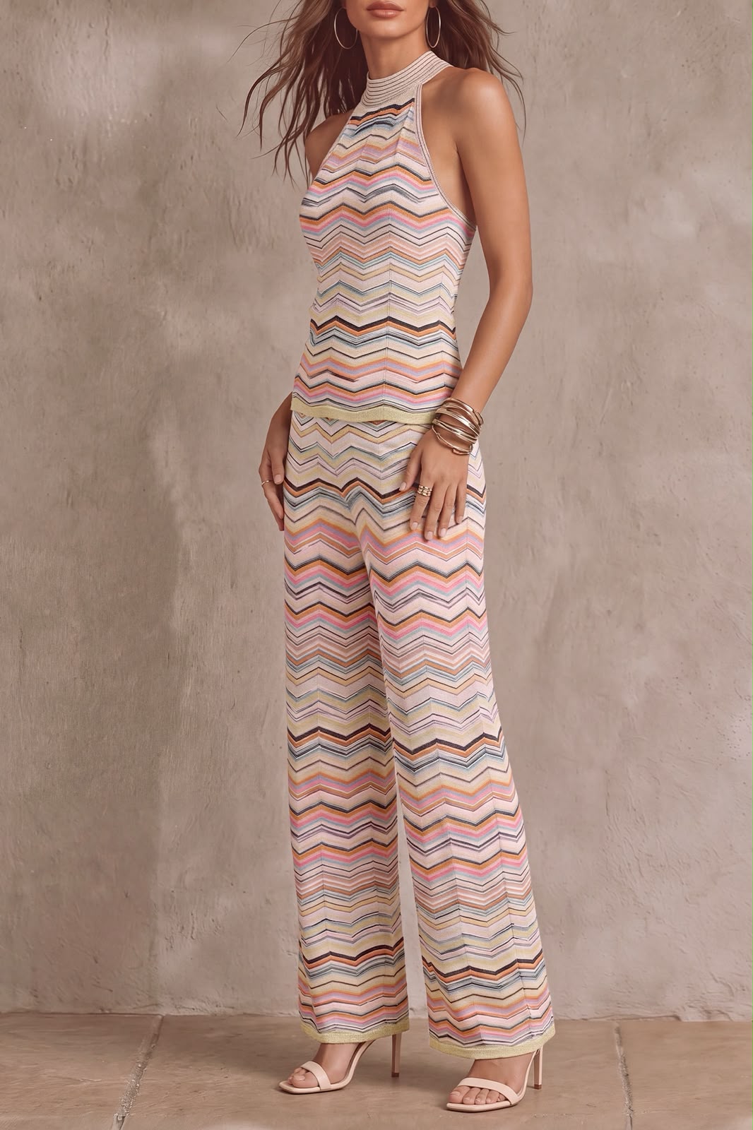 Missoni Zigzag Halter Top and Wide-Leg Trousers Set