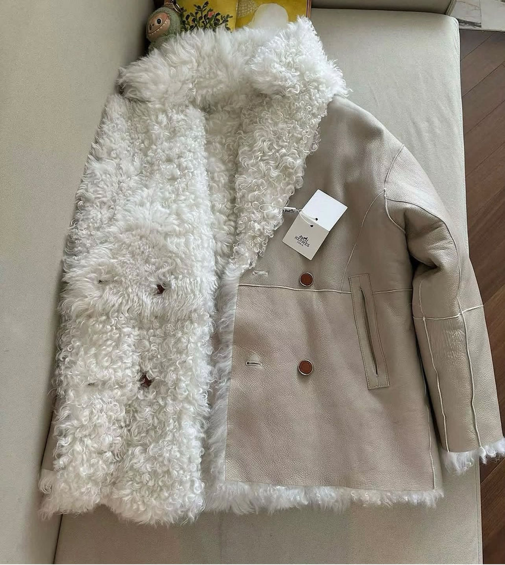 HERMES Textured Contrast-Panel Jacket