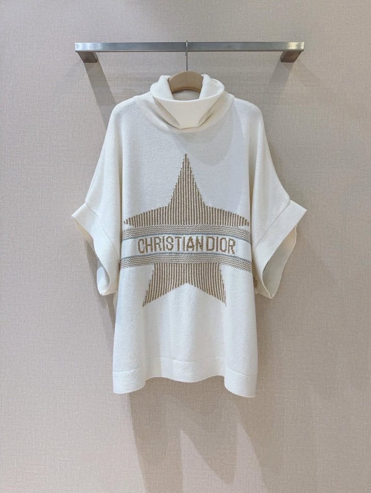 Dior Star-Motif Roll-Neck Short-Sleeve Top