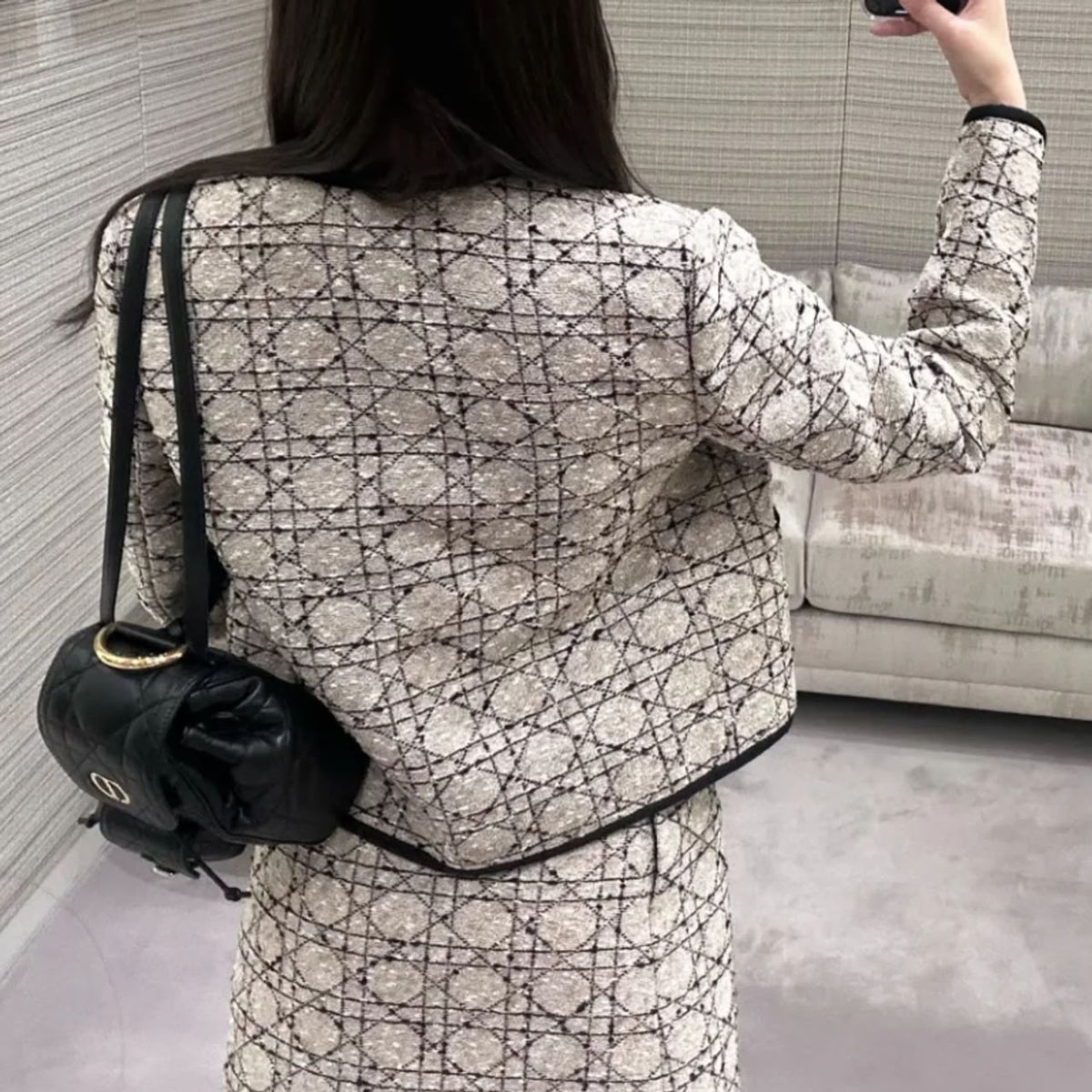 Dior Contrast-Trim Jacket and Skirt Set