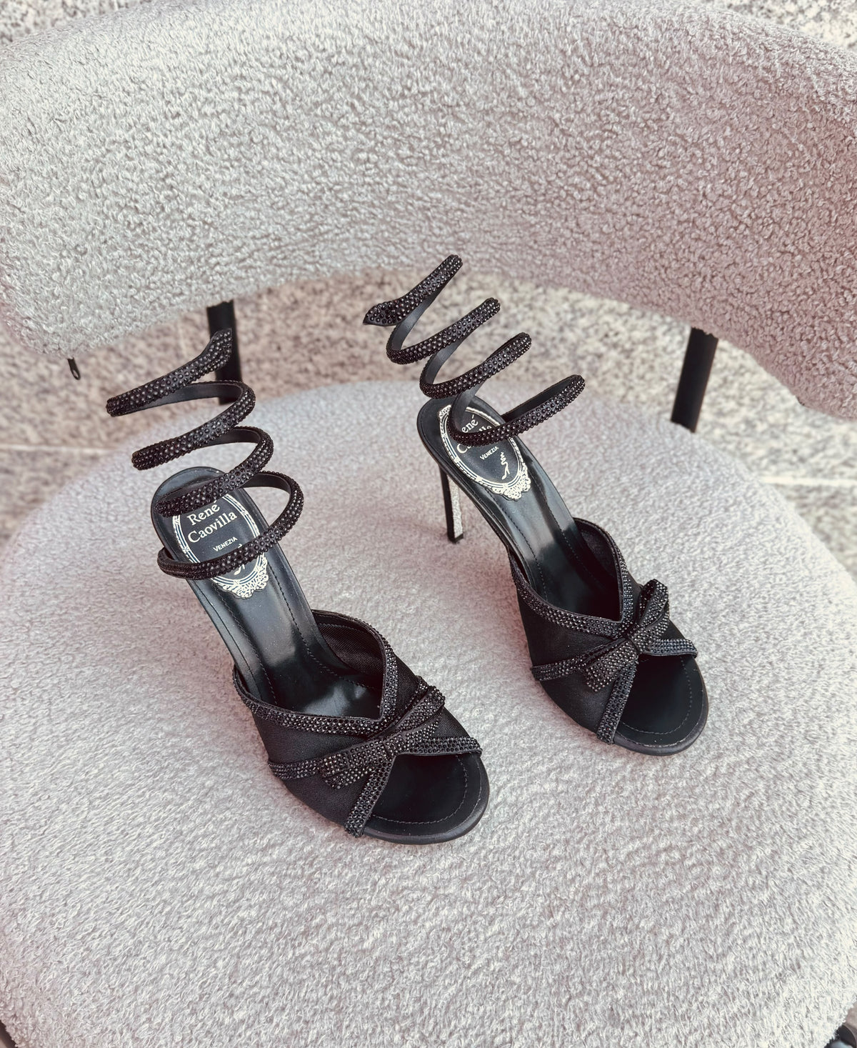 Rene Caovilla Spiral Ankle Sandals