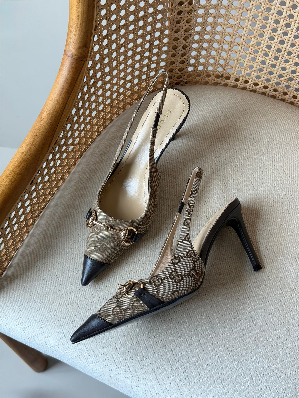 Gucci Horsebit Pointed Slingbacks