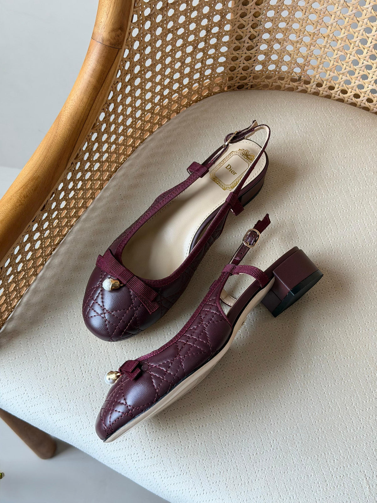 Dior Quilted Bow Slingbacks